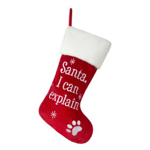 18-inch Dog Christmas Stocking with Paw & Snowflake Design