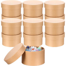 Runda presentaskar i papmaché med lock – 12-pack