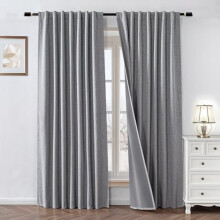 Blackout Curtains 100x84in Faux Linen Thermal Back Tab