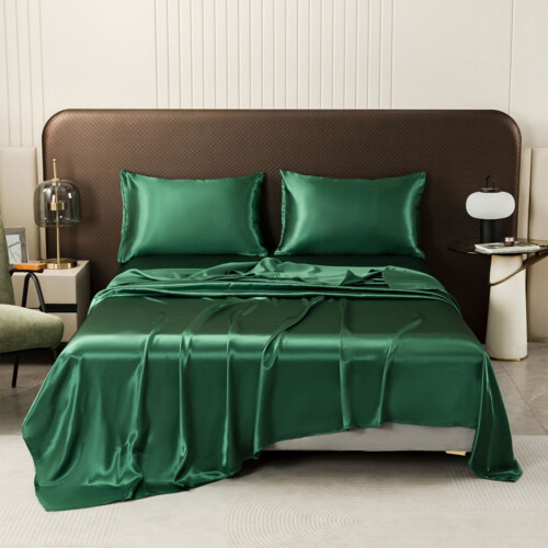 Dark Green Satin Bed Sheet 168x224cm