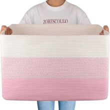 108L Cotton Rope Storage Basket, Rectangular with Handles