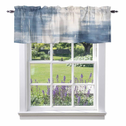 Blue Abstract Gradient Valance 54x18in Rod Pocket