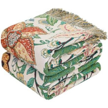 Boho Throw Blanket for Bed Twin Size 100% Cotton Floral Blanket 60"x80" Lightweight Farmhouse Muslin Breathable Couch Blankets Home Decor All Seasons