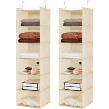 6-Tier Hanging Closet Organizer with 3 Drawers, Foldable