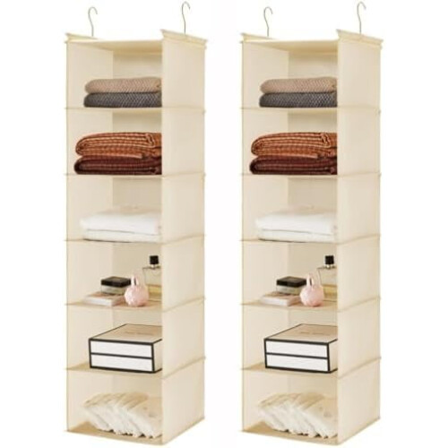 6-Tier Hanging Closet Organizer with 3 Drawers, Foldable