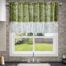Floral Tiered Window Valance with Lace Edge, 59x23.6in