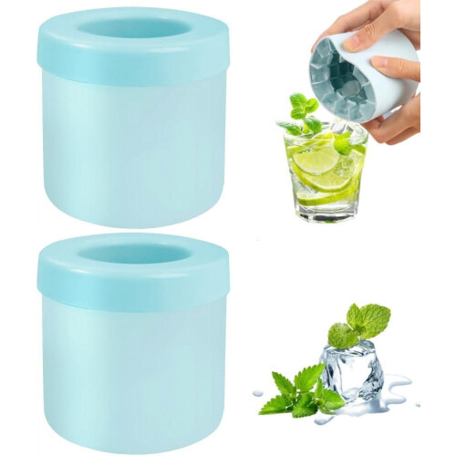 2-Pack 3D Cylinder Silicone Ice Molds – Blue