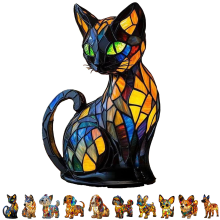 Shih Tzu LED Stained Glass Table Lamp
