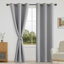 Blackout Curtains Bedroom Silver Grey 42x84 Inch Set of 2