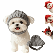 Bonnet rouge tricoté pour animaux de compagnie avec ouvertures pour les oreilles – Chaud et extensible