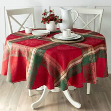 Holiday Legacy Jacquard Plaid Tablecloth 70" Round