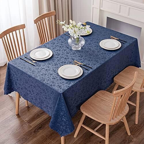Vinyl Tablecloth Rectangle Navy Blue 52 x 70 in
