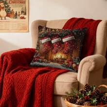 Christmas Pillow Covers 18x18 Inch Short Plush with Hidden