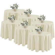 6 Pack Ivory Round Tablecloths 90" Polyester