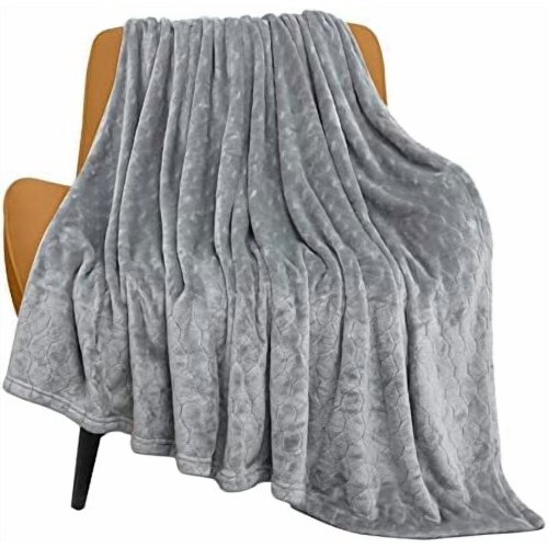Fleece Blanket Twin Size 60 x 80 in Light Grey