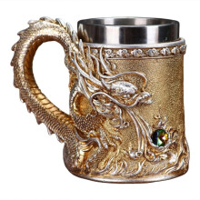 500 Ml Gyllene Koppar Drake Ölharts 304 Rostfritt Stål Medeltida Tekopp Kaffe Ölmugg Kopparfärg Ny Festbar B