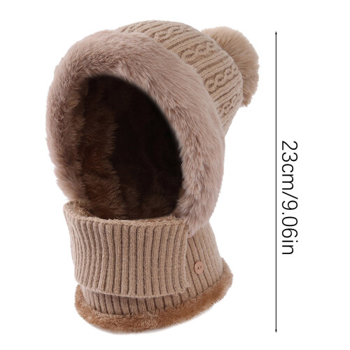 Women's Windproof Knitted Hat and Scarf Set with Fleece 2