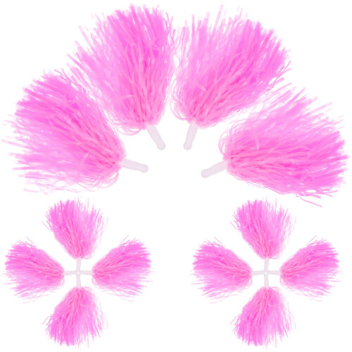 24Pcs Durable Pink Cheer Pom Poms Plastic Handled Performance Decor 1