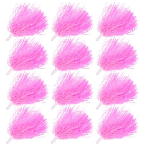 24Pcs Durable Pink Cheer Pom Poms Plastic Handled Performance Decor 2