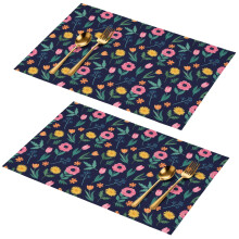 Juego de 2 manteles individuales florales – PVC de 45 x 30 cm