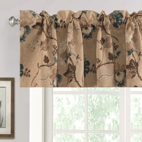 Cuirtín Dorcha Bláthanna Valance52" x18"