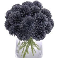 20pcs Artificial Chrysanthemum Ball Flowers Grey Black