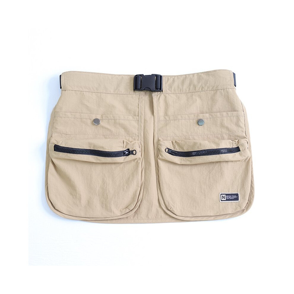Waterproof Multi-Pocket Half Apron Makeup Artist Hairdresser Outdoor Running Waist Apron Khaki 6033701926663