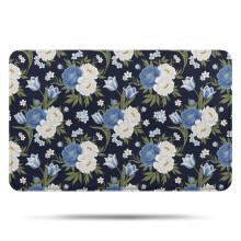 Alfombra de baño de microfibra con estampado floral, 17x27 pulgadas.