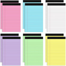 12 Opakowań Bloczków Legal-Pads 5x8, Łącznie 360 Kartek, Kolorowe Bloczki Legal-Pads 5x8, w Linie, Małe Notesy, 30 Kartek