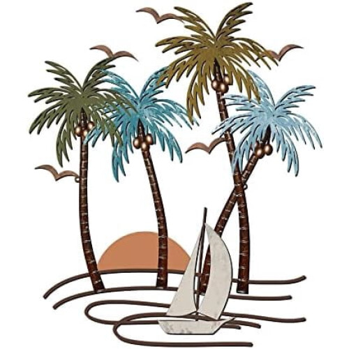 Tropical Palm Tree Metal Wall Art – Coastal Decor