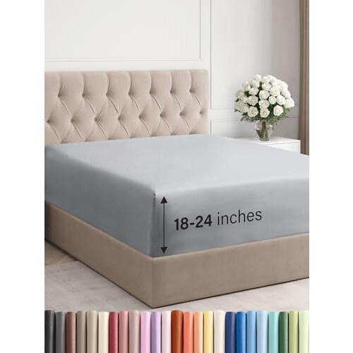 Lençol de elástico branco tamanho King com bolso profundo de 45 a 60 cm (18 a 24 polegadas)