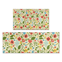 Floral Kitchen Rug Set of 2 – Anti-Fatigue, Non-Slip,