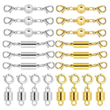 20 Pcs Magnetic Necklace Clasp and Closures, 14K Gold and Silver, Strong Magnet Jewelry Connectors