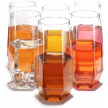 Vasos de plástico sin tallo con diseño de diamante transparente, 266 ml (paquete de 48 unidades)