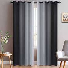 Grey-White & Black Ombre Grommet Curtains 2 Pack 52x84 in