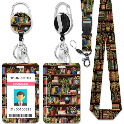Portatarjetas de identificación rectangular de plástico estilo vintage con cierre.