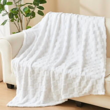 Flannel Fleece Throw Blanket 50 x 70 in White Checkered