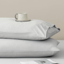 Set di 2 federe per cuscino king size, grigio chiaro, cotone lavato, 2036 pollici