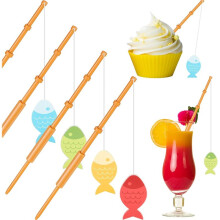 36 -Angelruten-Dekorationen, Kleine -Angelruten-Picker, Cupcake-Picker für Geburtstagsfeiern und Tropische Partys