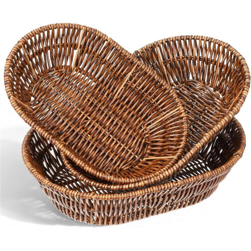 3 Pack Wicker Baskets, Woven Bread Baskets Sets,Tabletop Food Vegetable Basket for Serving Display Kitchen Restaurant