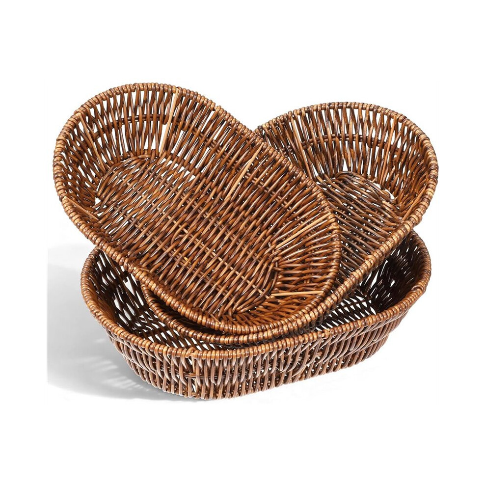 3 Pack Wicker Baskets, Woven Bread Baskets Sets,Tabletop Food Vegetable Basket For Serving Display Kitchen Restaurant Tauoh