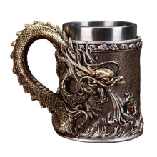 500 Ml Gyllene Koppar Drake Ölharts 304 Rostfritt Stål Medeltida Tekopp Kaffe Ölmugg Kopparfärg Ny Festbar A