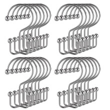 24 Pcs Double Hook Shower Curtain Hooks Rings Shower Curtain Hangers Metal Shower Hooks for Bathroom Shower Curtain Rod