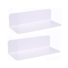 White Floating Shelves Wall Mounted Set of 2 - Easily Expand Wall Space - Acrylic Hanging Shelves for Bedroom Bathroom