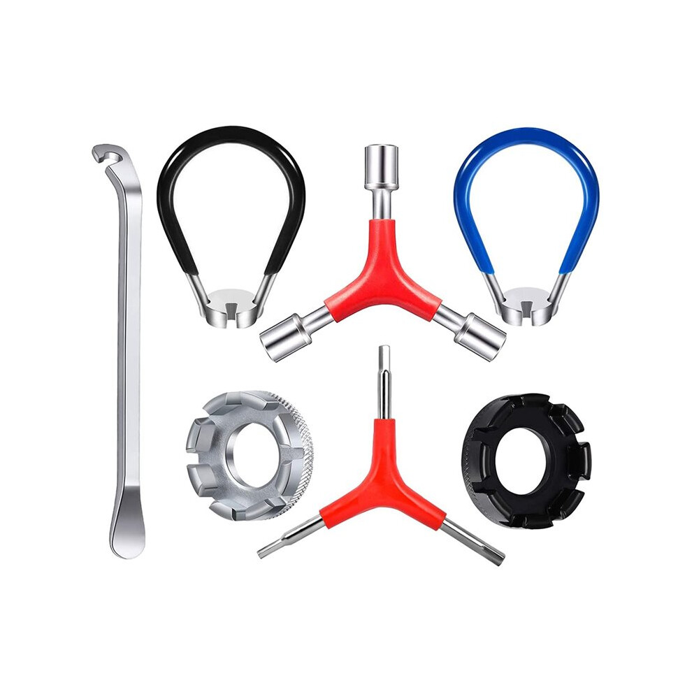 Bike Spoke Wrench, Portable Bicycle Spoke Tool Kit Includes 8 Way Bike Rim Truing Tool, Spoke Wrench With Rubber Handle 4712334335128