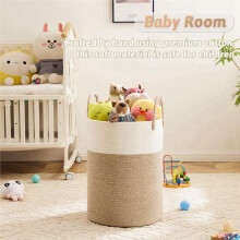 Laundry Basket,Woven Cotton Rope Laundry Hamper for Decorative Storage of Dirty Clothes,Toys and Blankets in Room