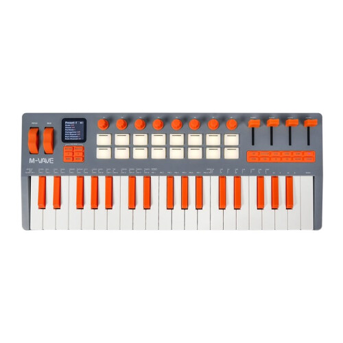 M-VAVE SMK-37 Pro 37-Key MIDI Controller with 16 RGB Pads 8 Knobs Built-in Synthesizer Portable Keyboard Instruments Digital 1