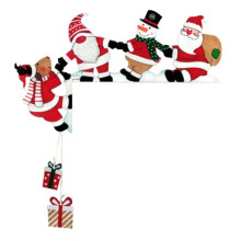 Christmas Door Frame Pendant Decoration Wooden Santa Claus Xmas Gnome Door Corner Ornament New Year Decorative Props A
