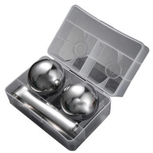 Stainless Steel Ice Spheres, Set of 2 Round Reusable Metal Whiskey Stones with Store Box and Clip