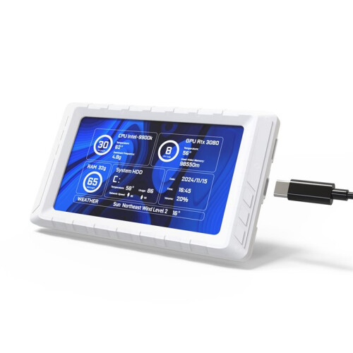 Computer Secondary Screen  Card Temperature Monitoring Status Custom Theme Desktop Computer Accessories White
